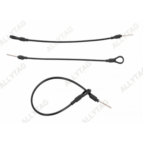 1.8mm Dia Anti Theft Accessories Steel Wire EAS Pin Lanyard With Loop Black